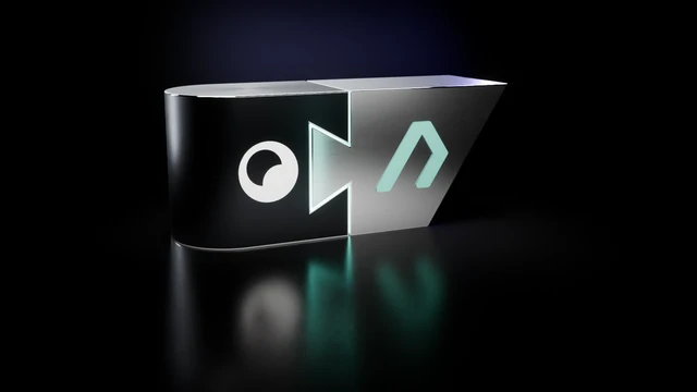 Black and silver puzzle pieces joined by a mint-green seam, with the Litium emblem fixed to the black piece and the Distancify emblem fixed to the silver piece.